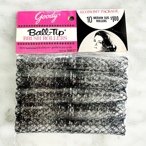 Goody Ball-Tip Brush Rollers VINTAGE 50's NEW 60's TV Movie Prop Retro Pin-Up - Picture 1 of 5